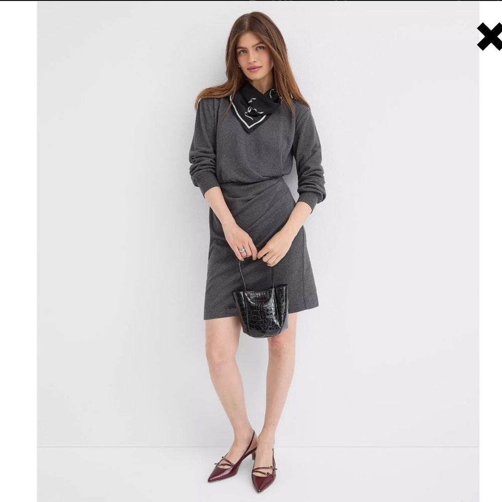 Terry Side Pleated Mini Dress